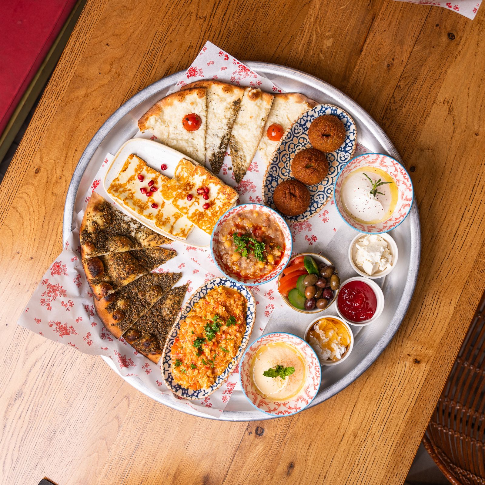 A generous shared food platter